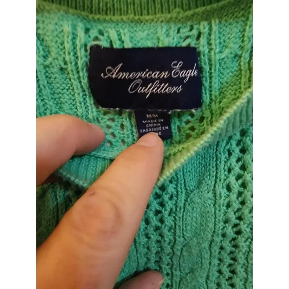 Women's American Eagle Eyelet 3/4 Sleeve Sweater M - Picture 3 of 4